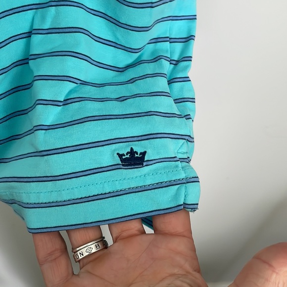 Peter Millar “Seaside Wash” 3 Button Short sleeve- Blue with Navy pin stripe-XL - Picture 4 of 12